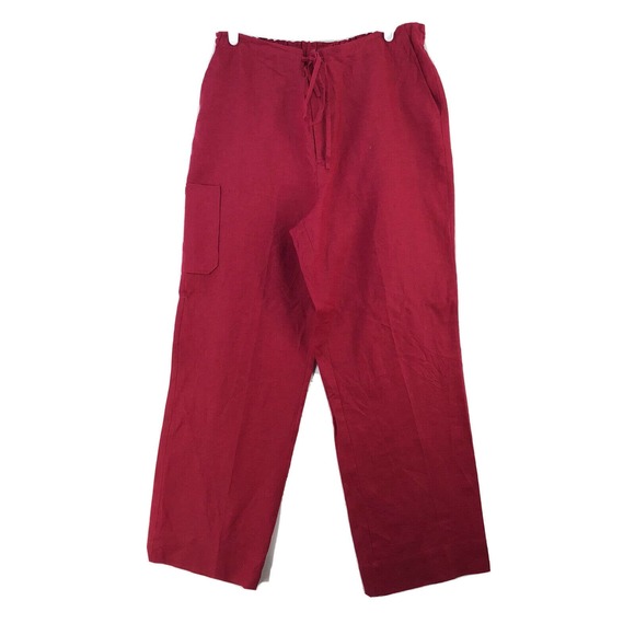 Madison Pants - Madison Pants 100% Linen Capri Woman’s Size Large Lightweight Wine